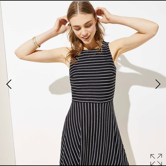 LOFT Dresses & Skirts - Loft  Dress , Striped fitted Waist & Flare Skirt